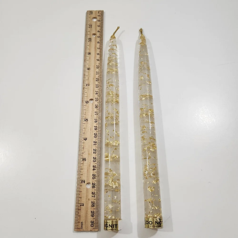 Vintage Pair Lucite Gold Fleck Candles
